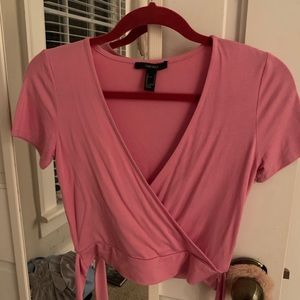 Pink wrap around shirt!